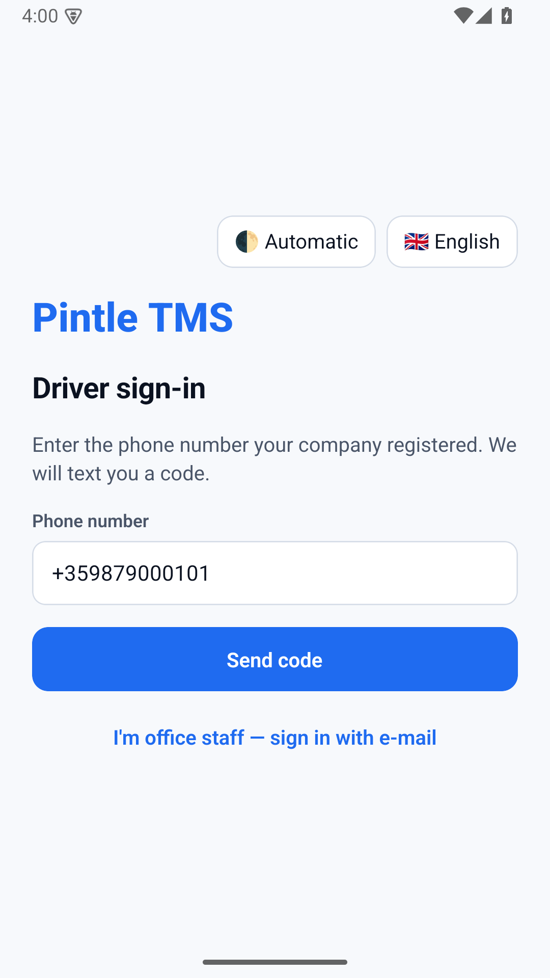 Signing in with a phone number